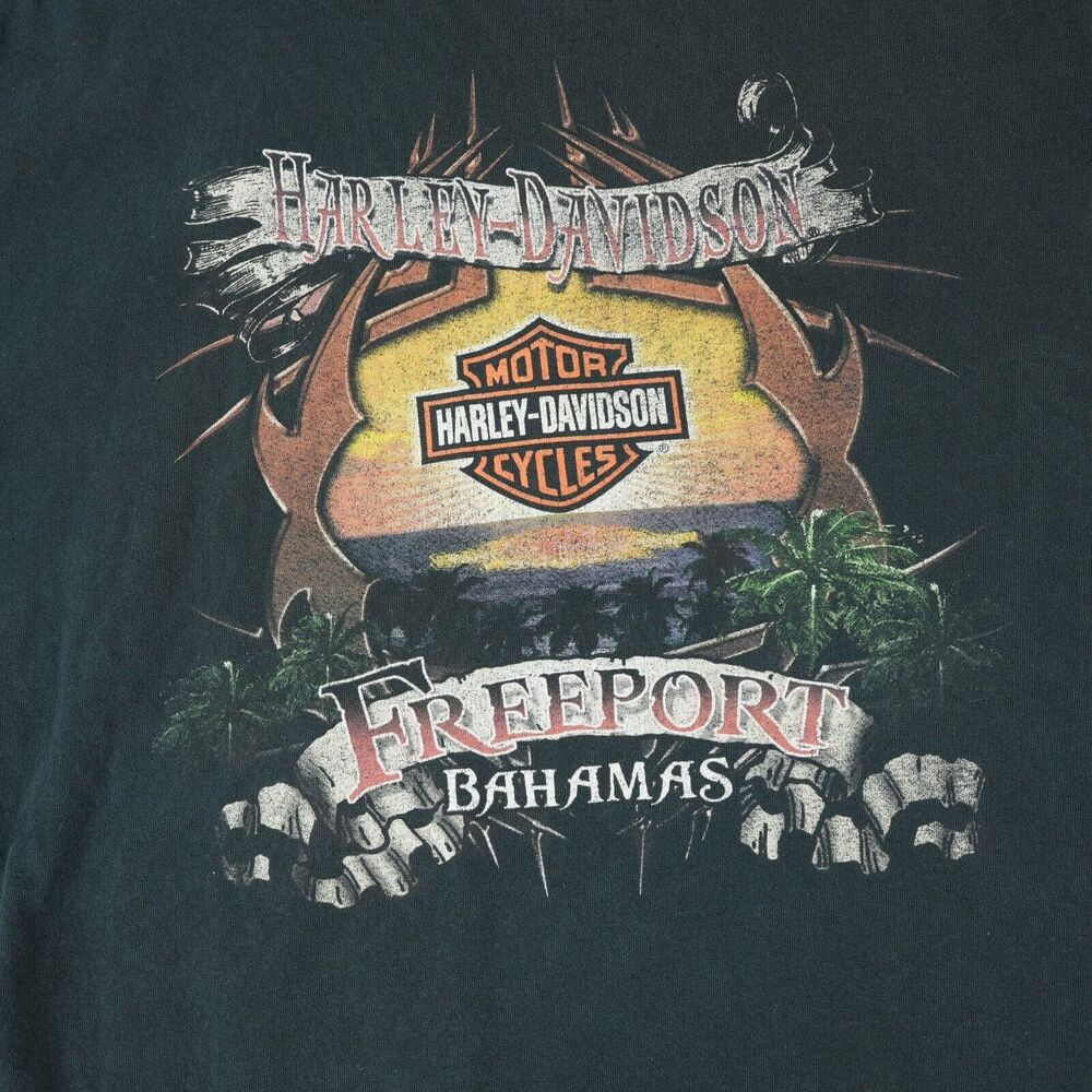 Harley Davidson T-Shirt Mens 2XL XXL Freeport Bahamas HD Tag‎ Faded Black